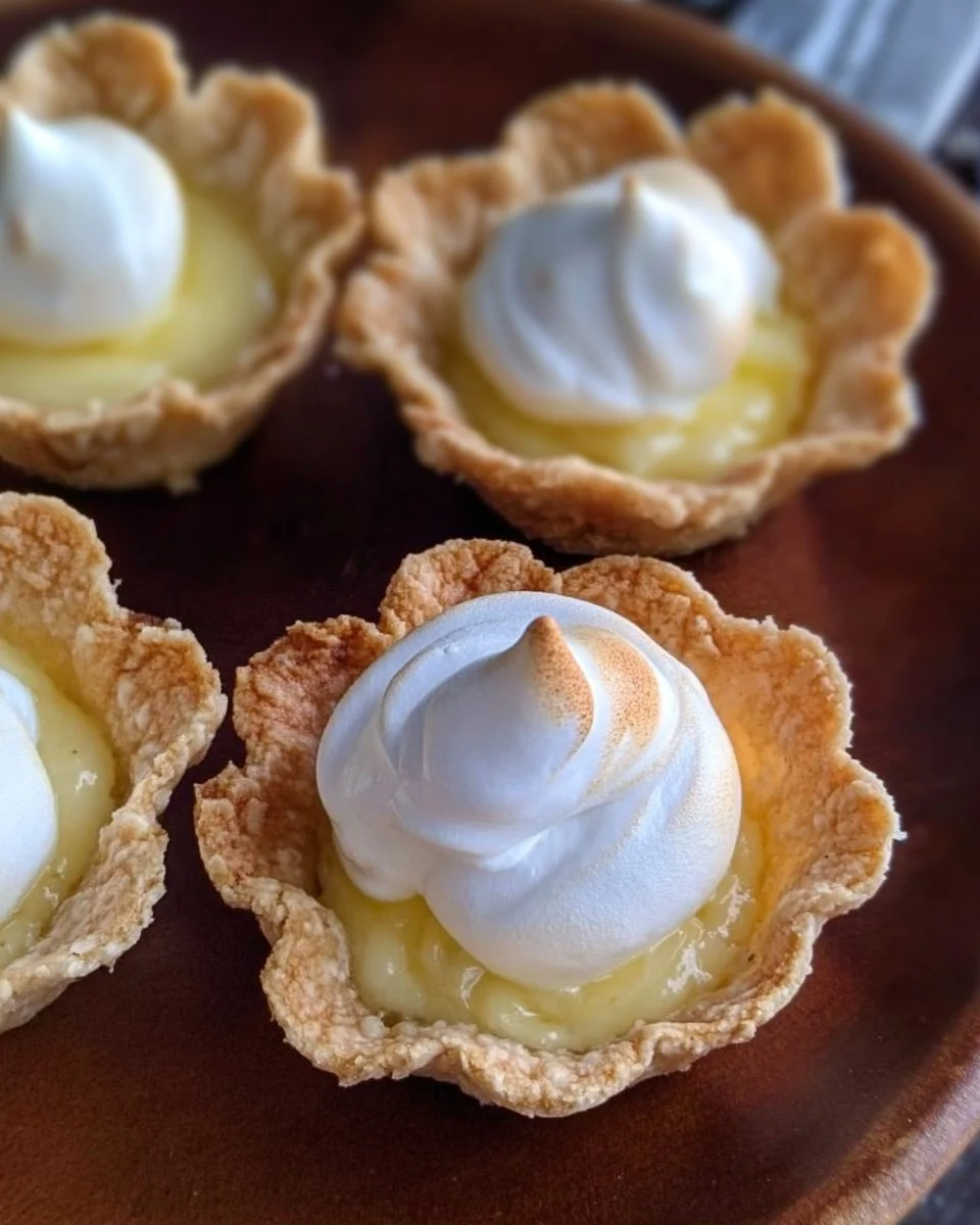 Mini lemon cream pies with a creamy filling and lemon zest topping