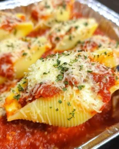 Delicious stuffed shells filled with cheese and herbs on a plate