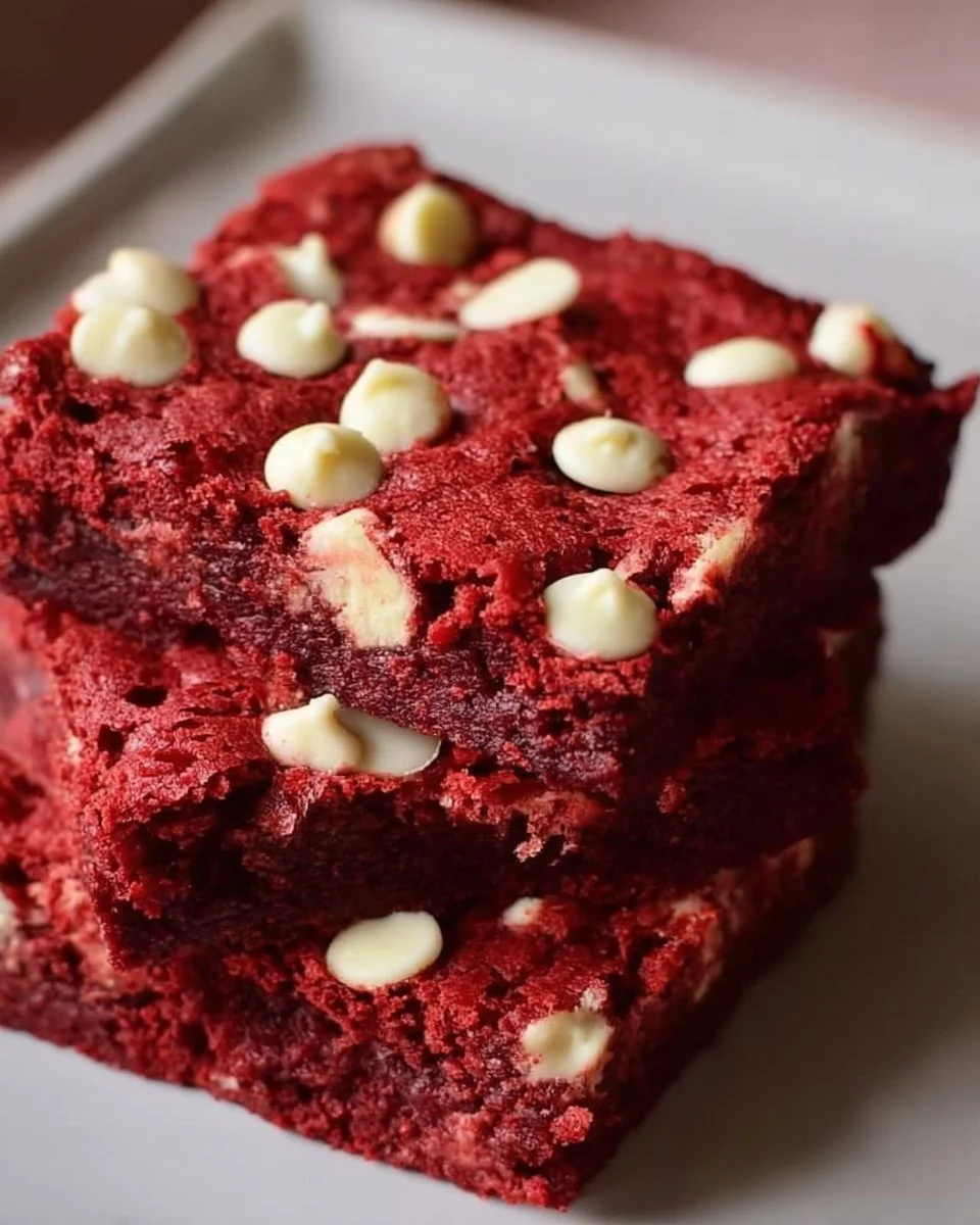 Classic Red Velvet Brownies With White Chocolate Chips