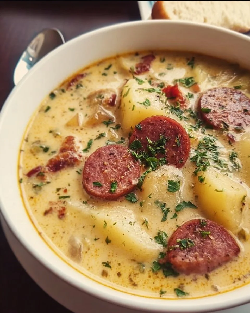 Creamy Beef Kielbasa Potato Soup
