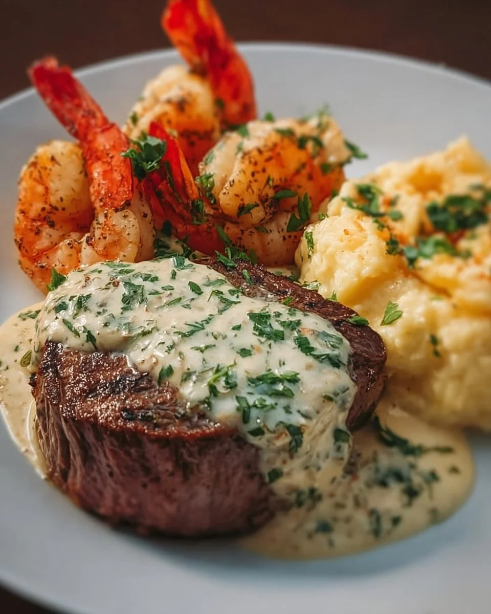 Creamy Garlic Surf and Turf