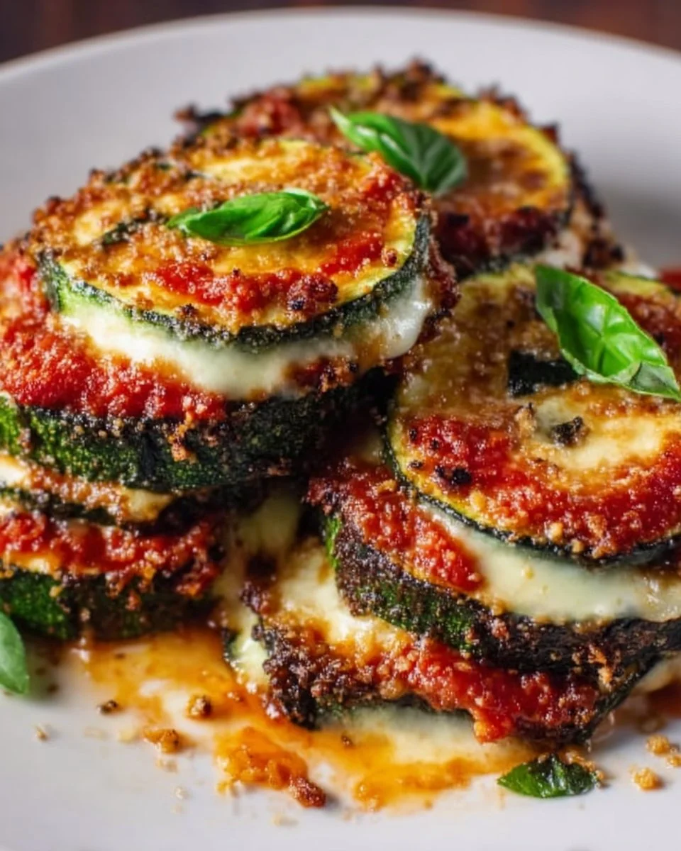 Crispy giant zucchini parmesan, a delicious and healthy dish made with fresh zucchini.