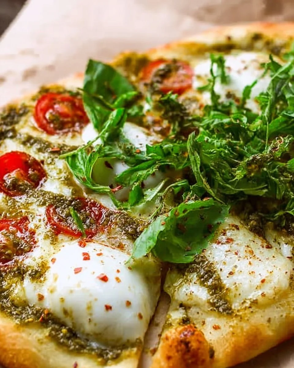 Grilled Pesto Pizza and Fresh Mozzarella