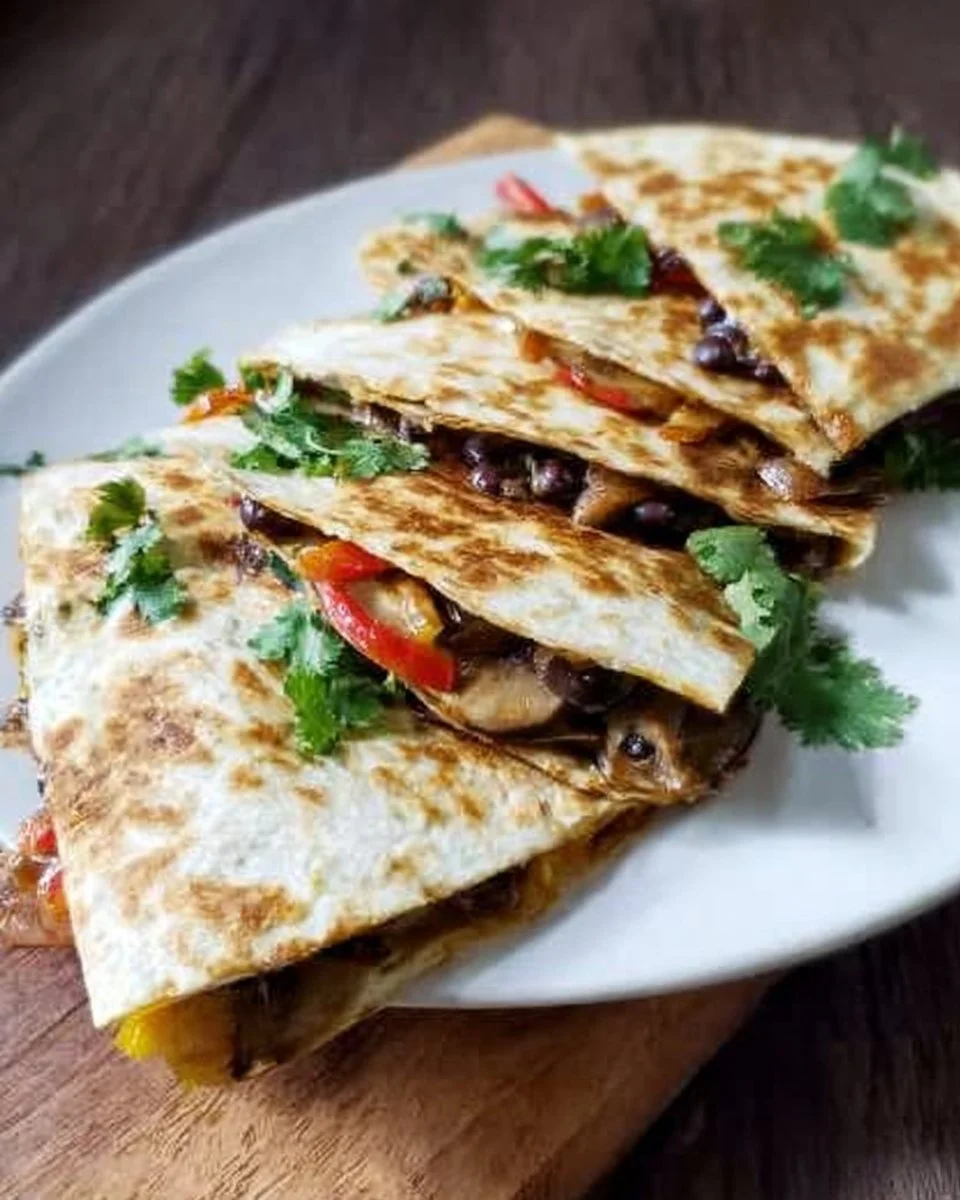 Grilled Veggie Quesadilla with Black Beans
