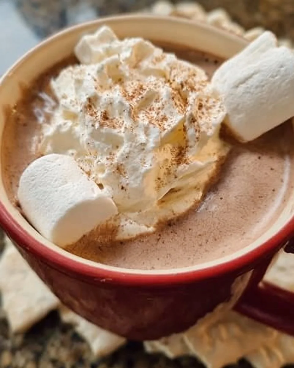 Creamy hot chocolate dip with marshmallows and chocolate chips for dipping