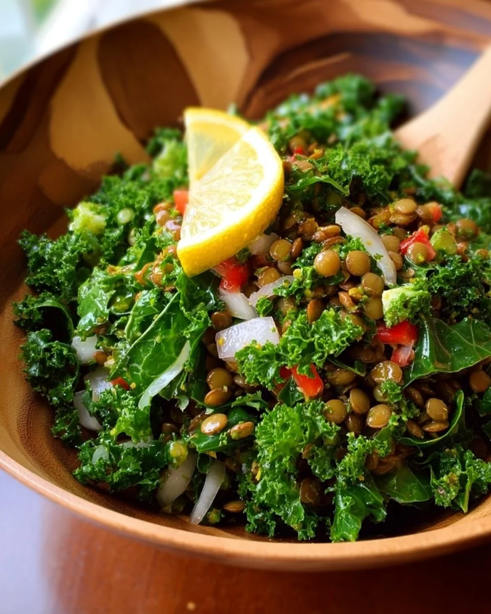 Kale Lentil Salad with Lemon Dressing
