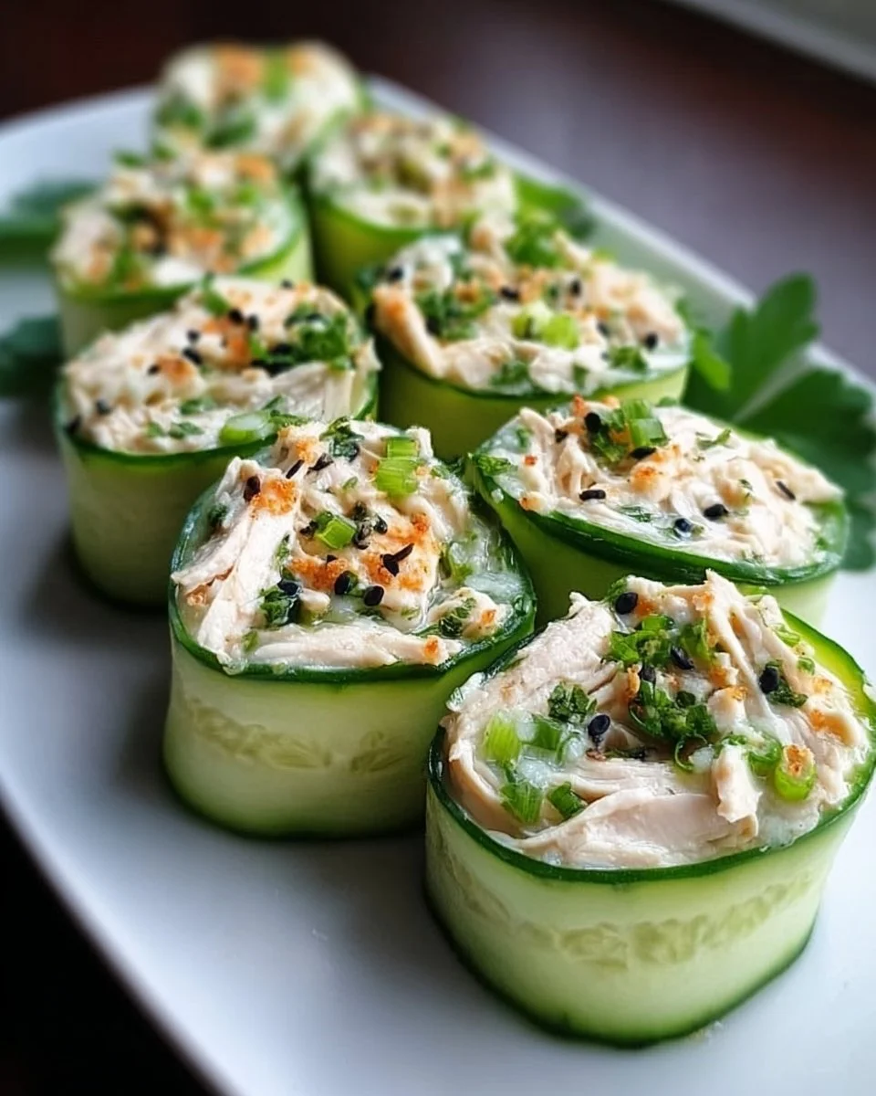 Low Calorie Chicken Salad Cucumber Roll Ups