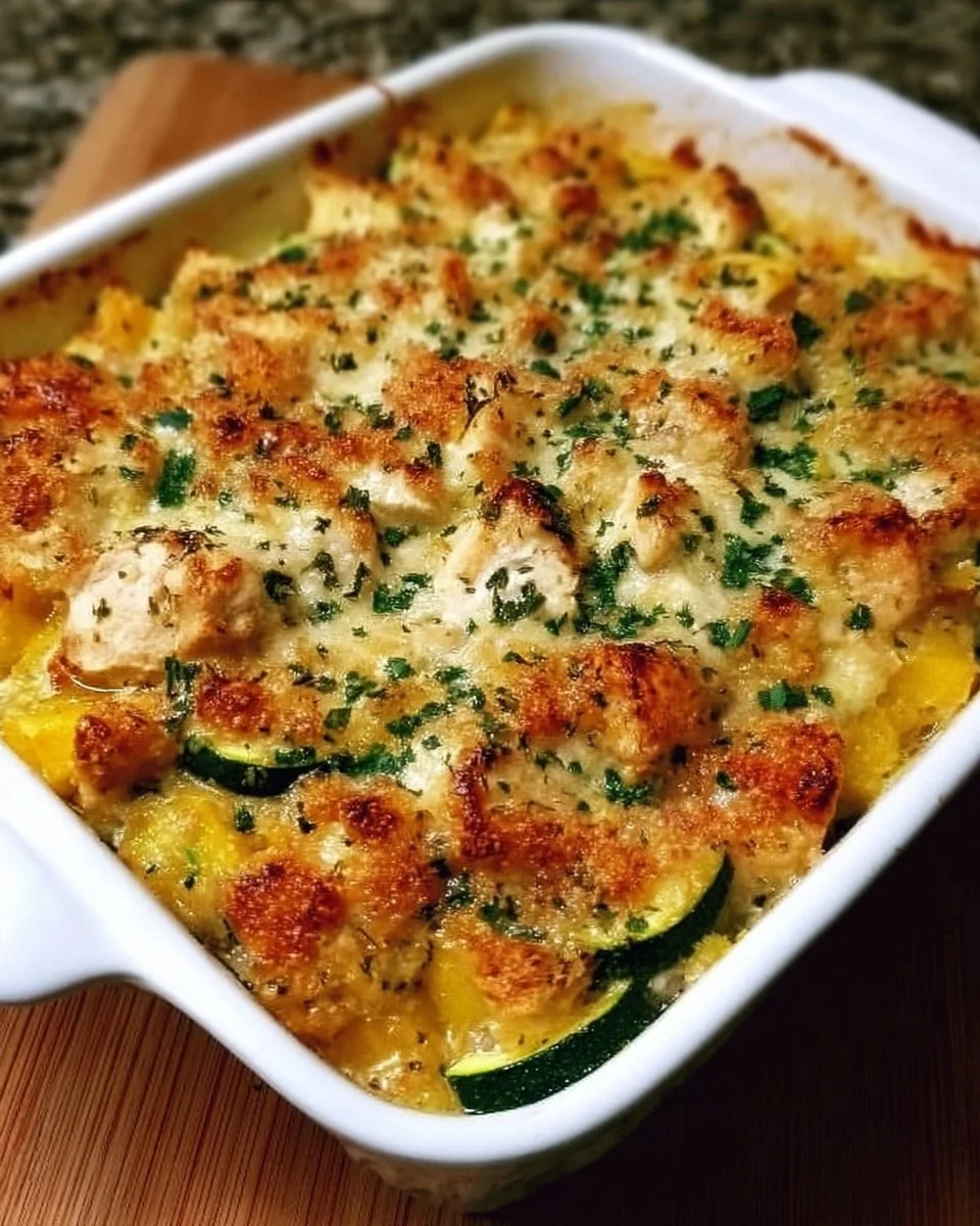 Quick Rotisserie Chicken Zucchini Casserole
