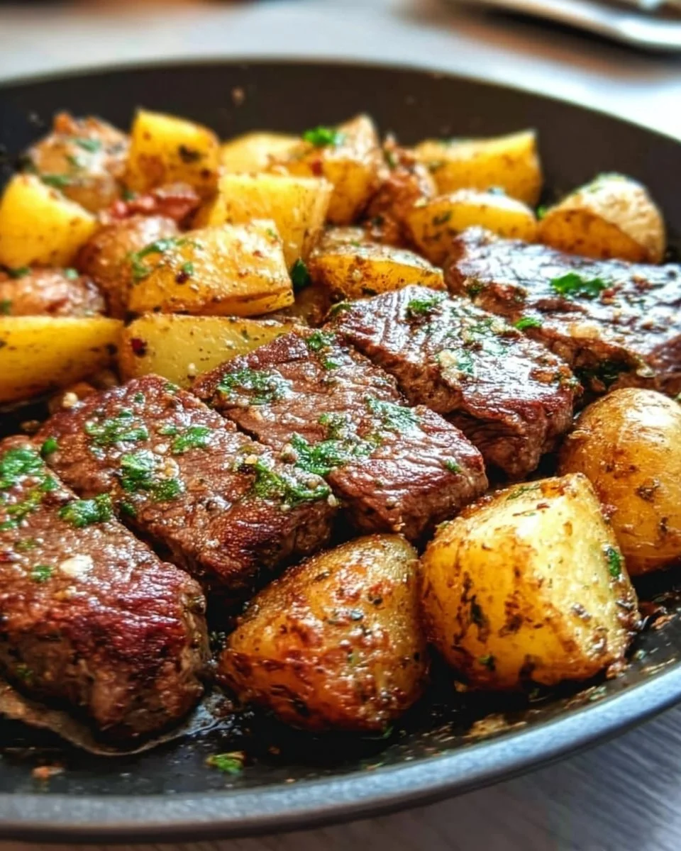 Sizzling Garlic Butter Steak and Potatoes