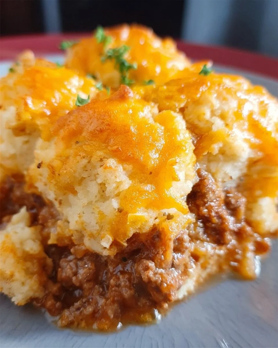 Sloppy Joe Cheddar Bay Biscuit Casserole