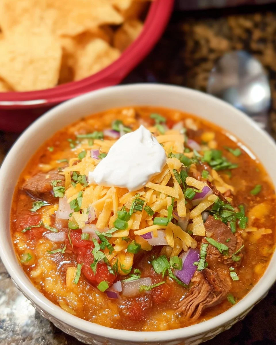 Slow Cooker Steak Enchilada Soup