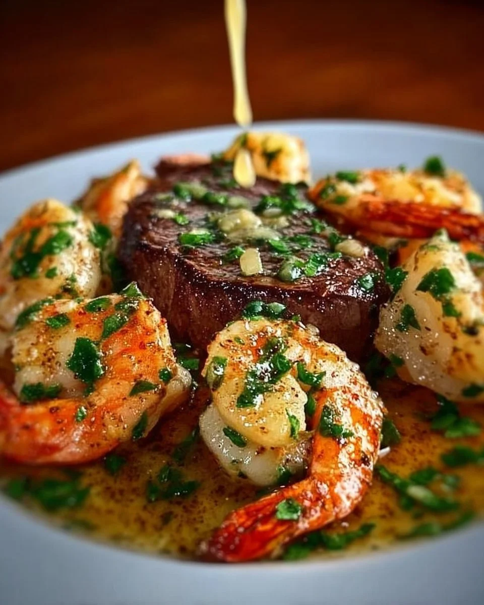 Steak and Shrimp with Garlic Sauce