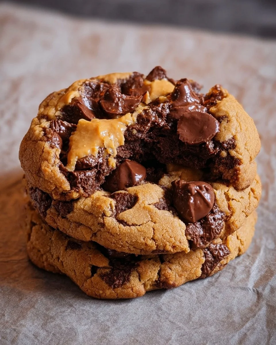 Thick & Soft Peanut Butter Chocolate Cookies
