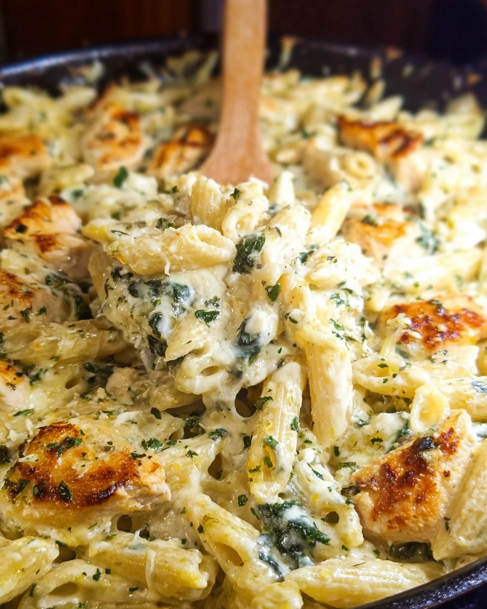 Three Cheese Chicken Spinach & Artichoke Alfredo Pasta