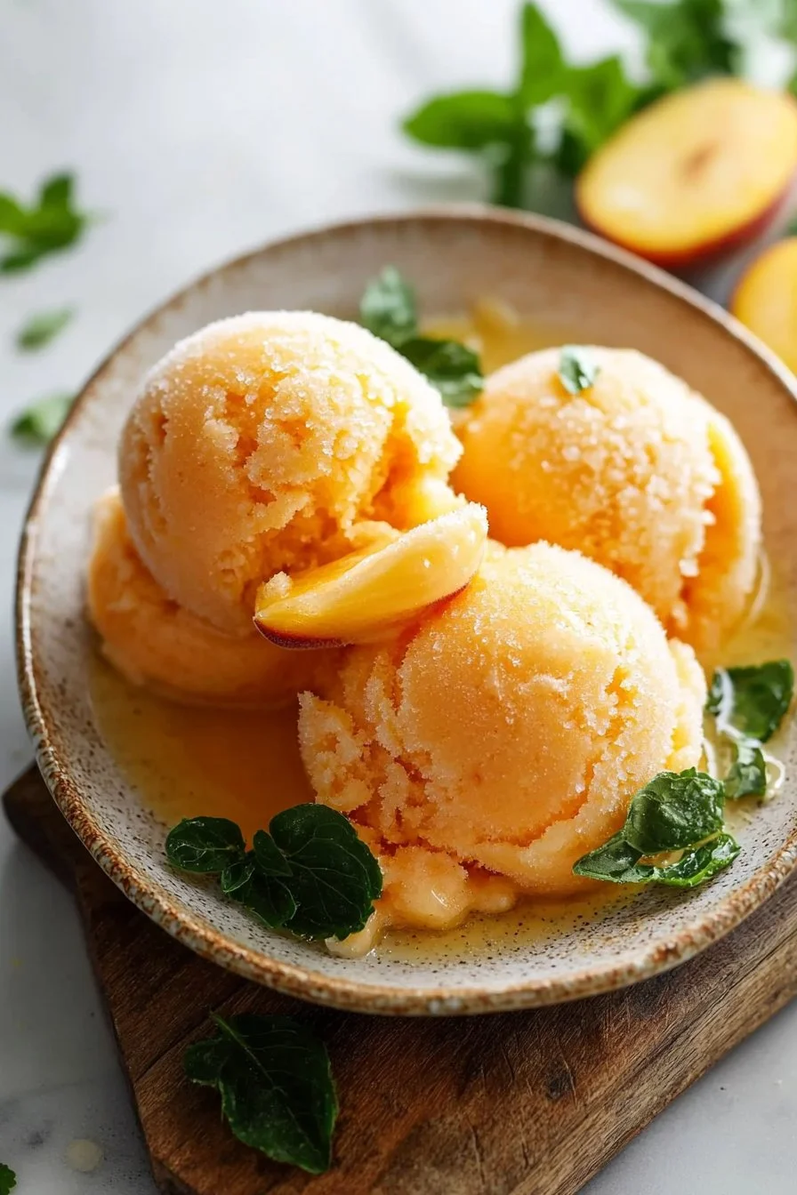 4-Ingredient Peach Sorbet