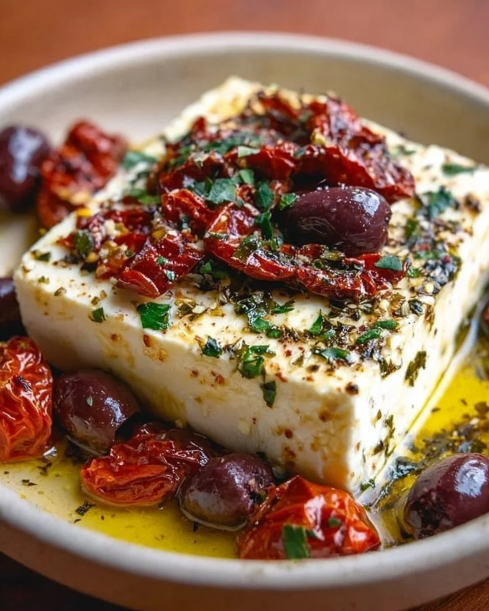 Baked Feta with Olives & Sun-Dried Tomatoes