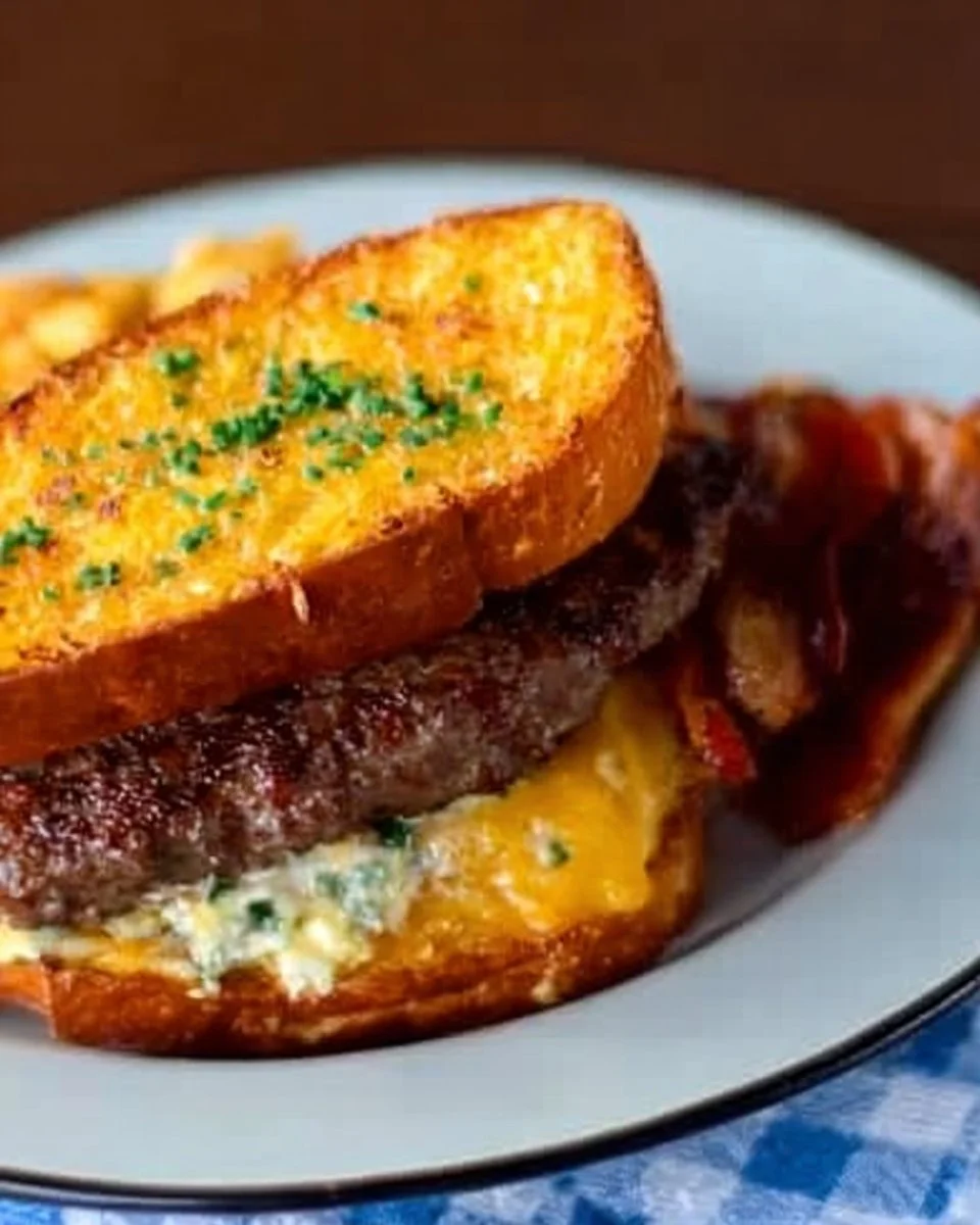 Cheesy Garlic Bread Burger