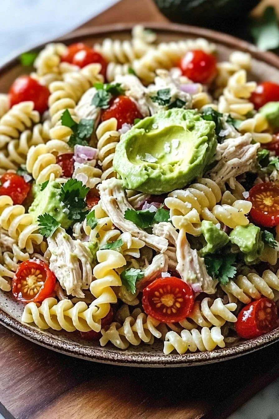 Creamy Avocado Ranch Chicken Pasta Salad