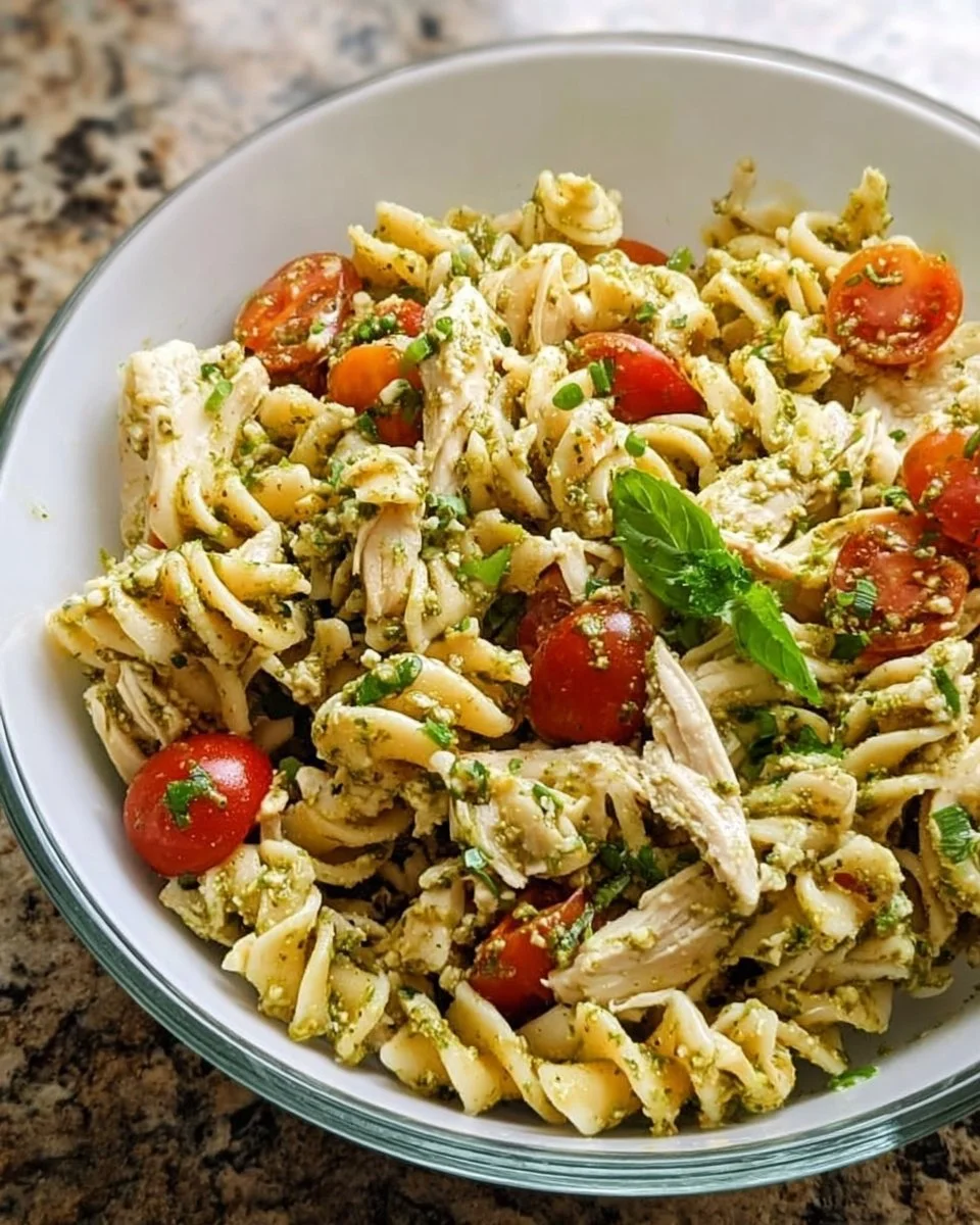Creamy Chicken Pesto Pasta Salad