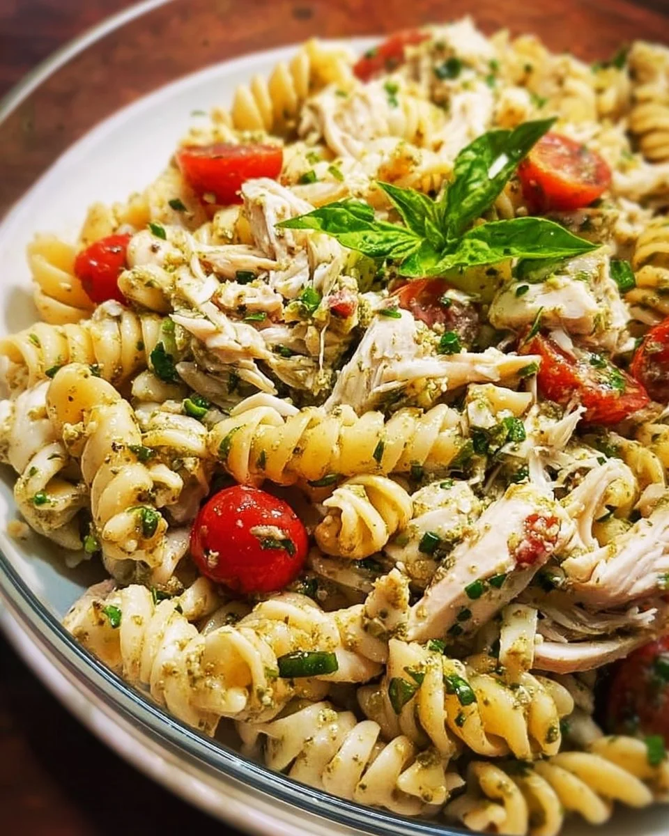 Creamy Chicken Pesto Pasta Salad