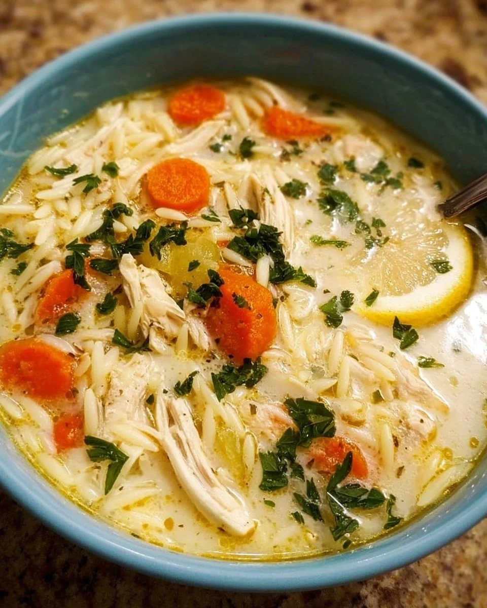 Creamy Lemon Chicken Orzo Soup
