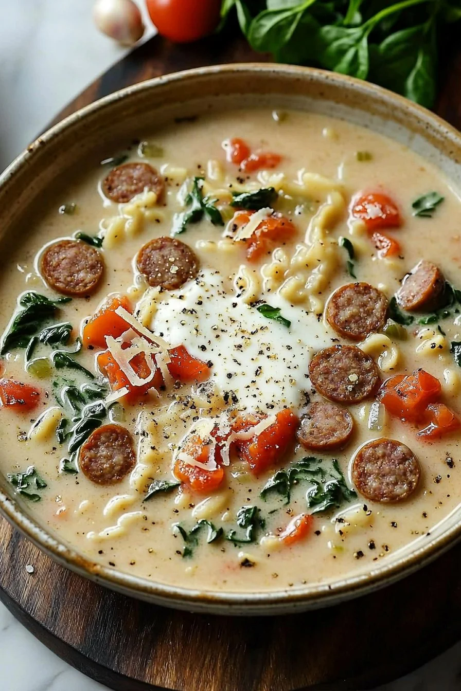 Creamy Parmesan Italian Beef Sausage Soup