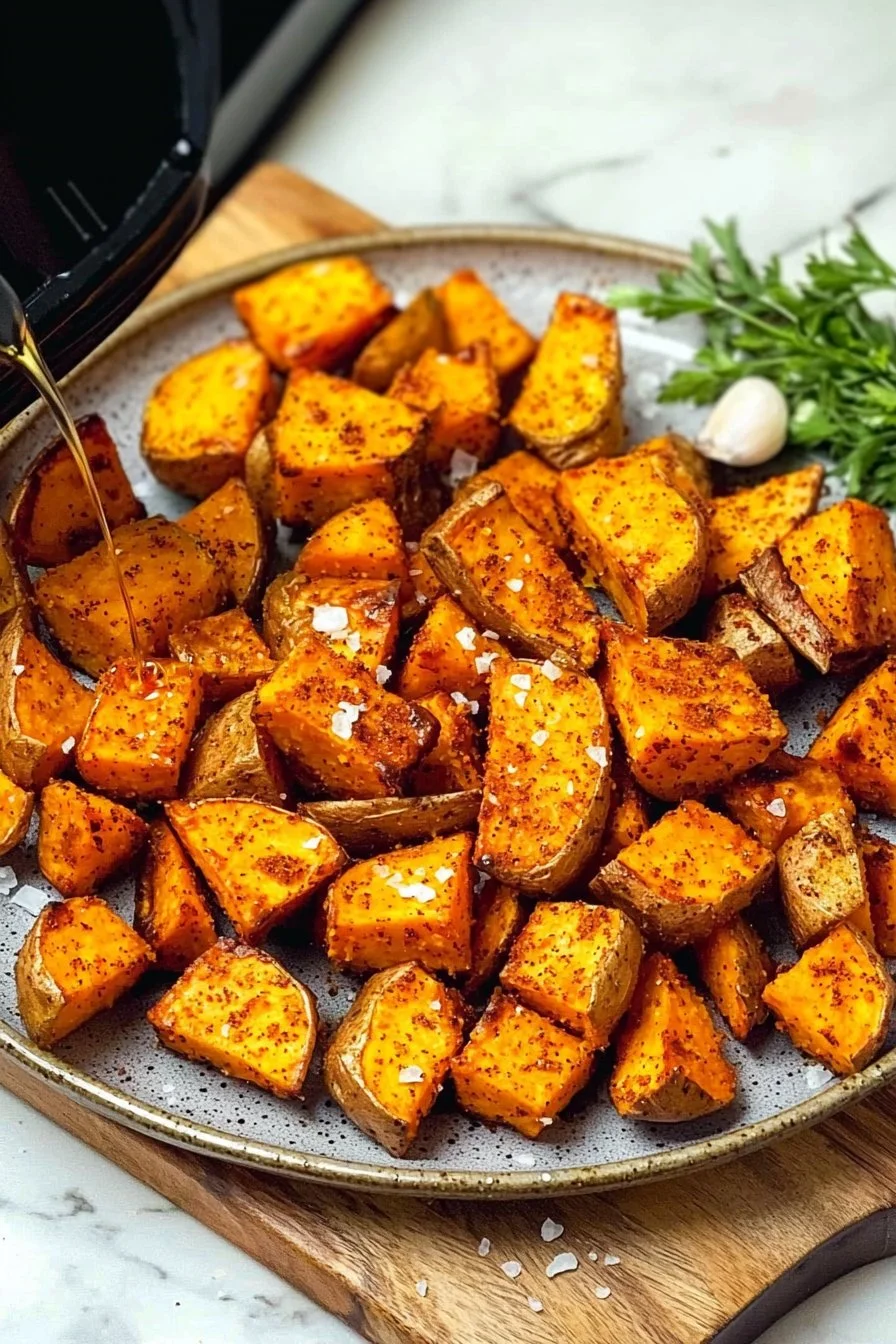 Crispy Healthy Air Fryer Sweet Potatoes