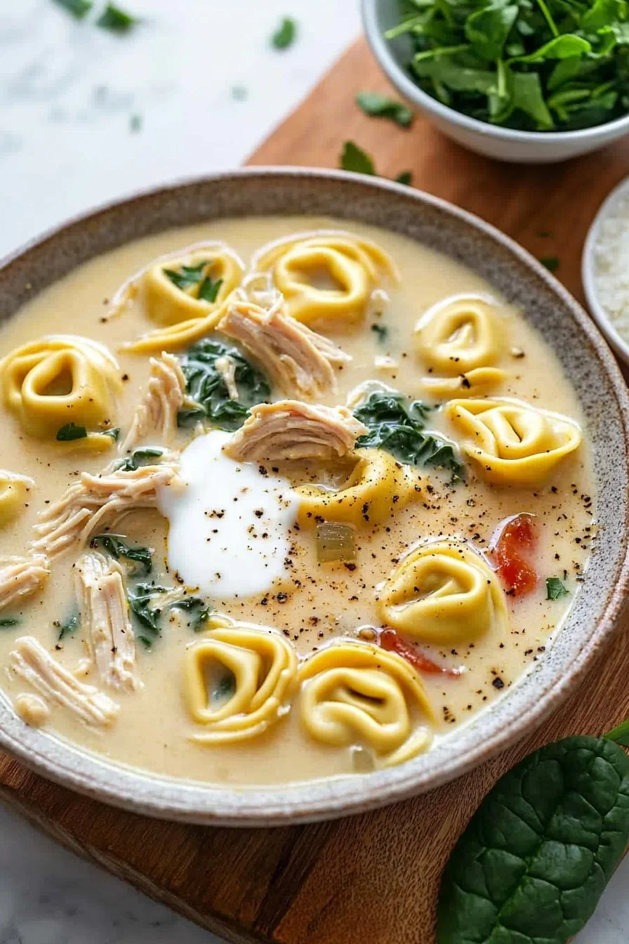 Easy Creamy Chicken Tortellini Soup