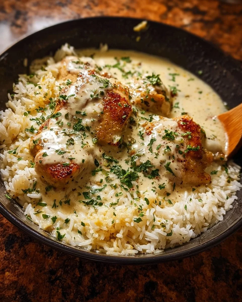 Easy Creamy Smothered Chicken and Rice