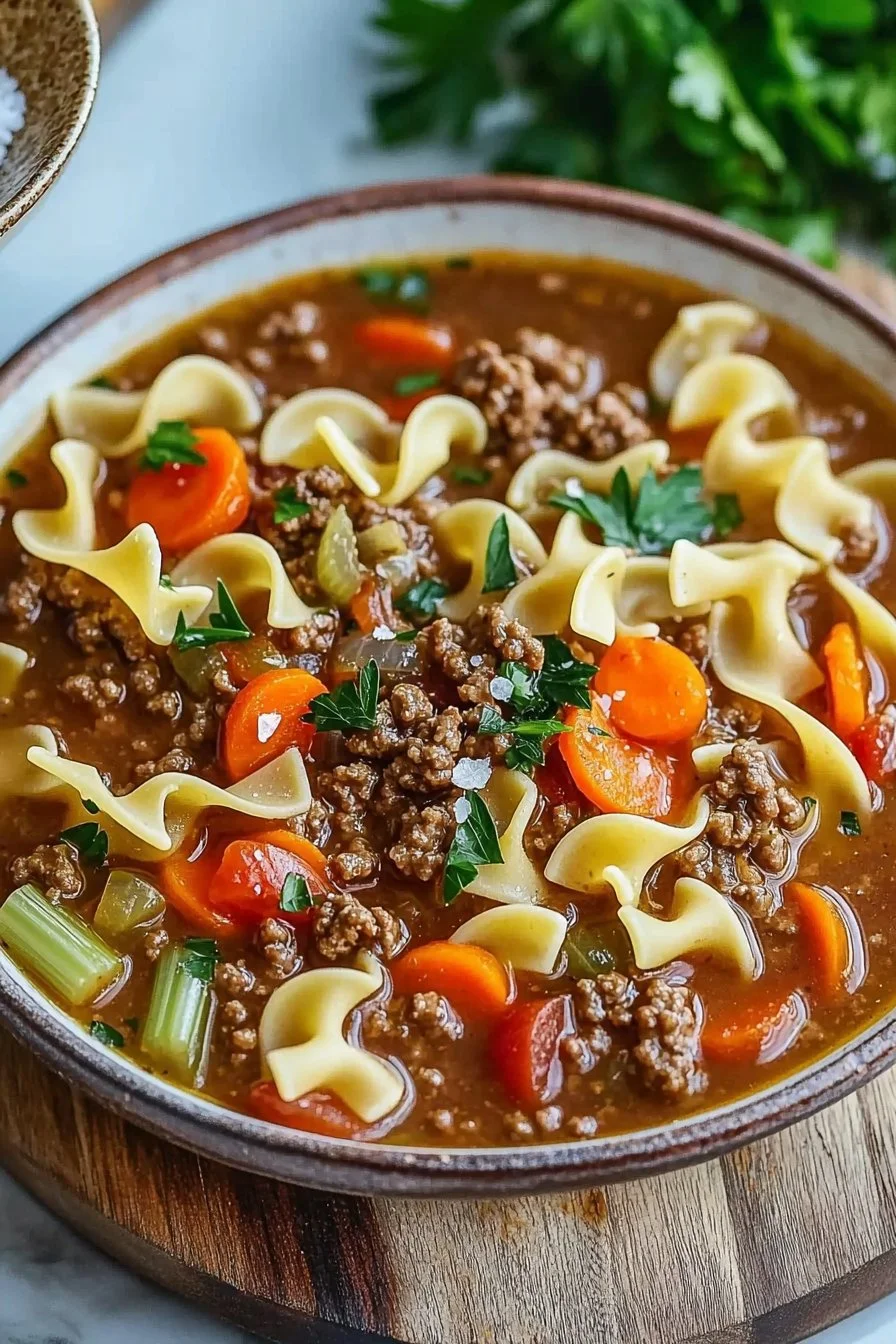 Easy Hamburger Noodle Soup