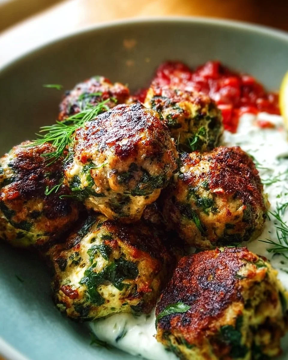 Easy Mediterranean Spinach and Feta Meatballs