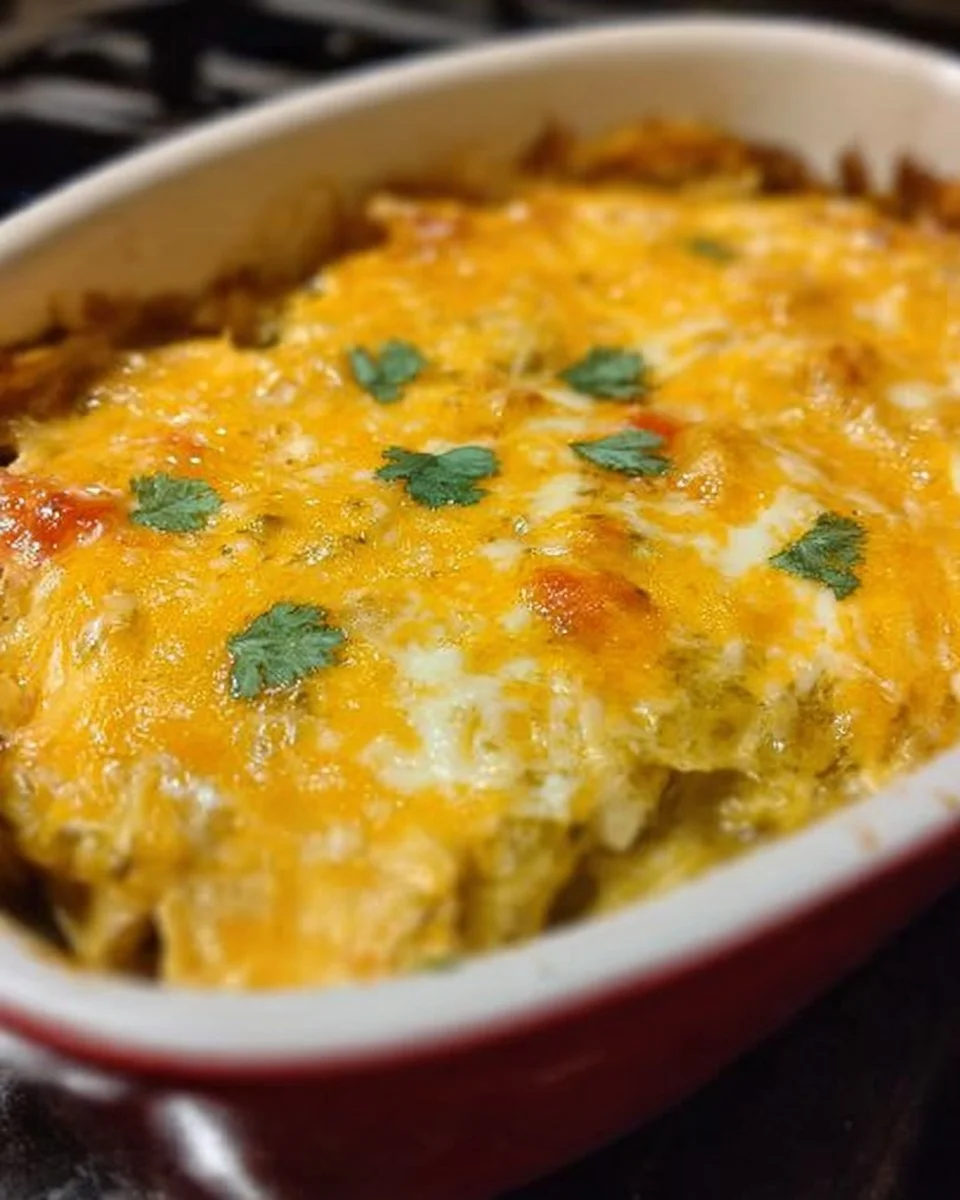 Green Chile Chicken Enchilada Casserole