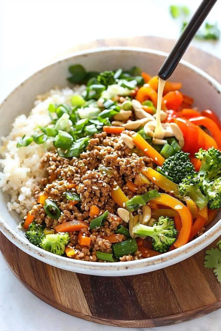 Healthy Asian Ground Chicken Bowl