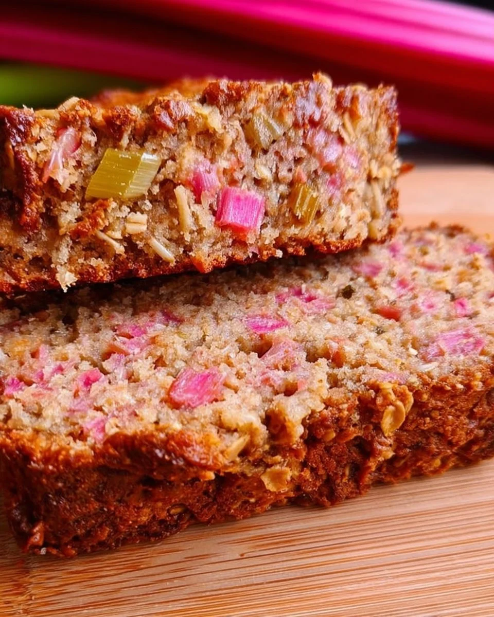 Healthy Rhubarb Oat Bread
