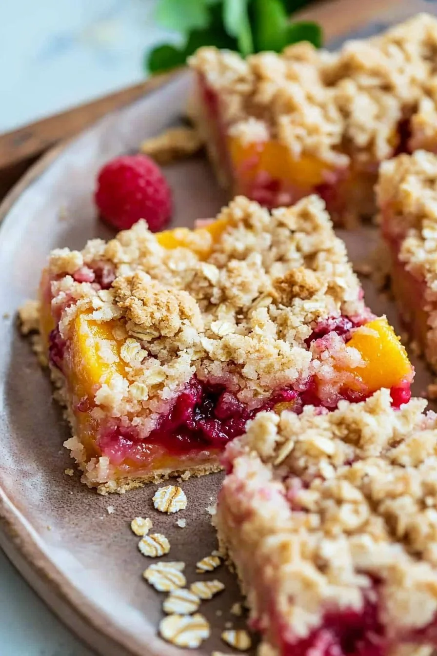 Peach Raspberry Crumb Bars