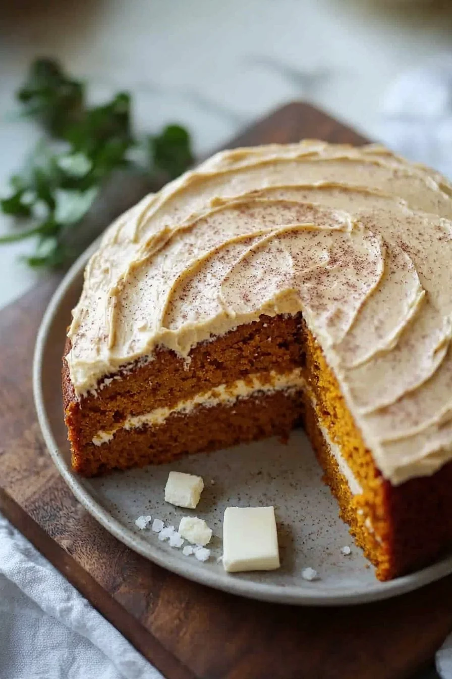 Pumpkin Cake with Cinnamon Cream Cheese Frosting
