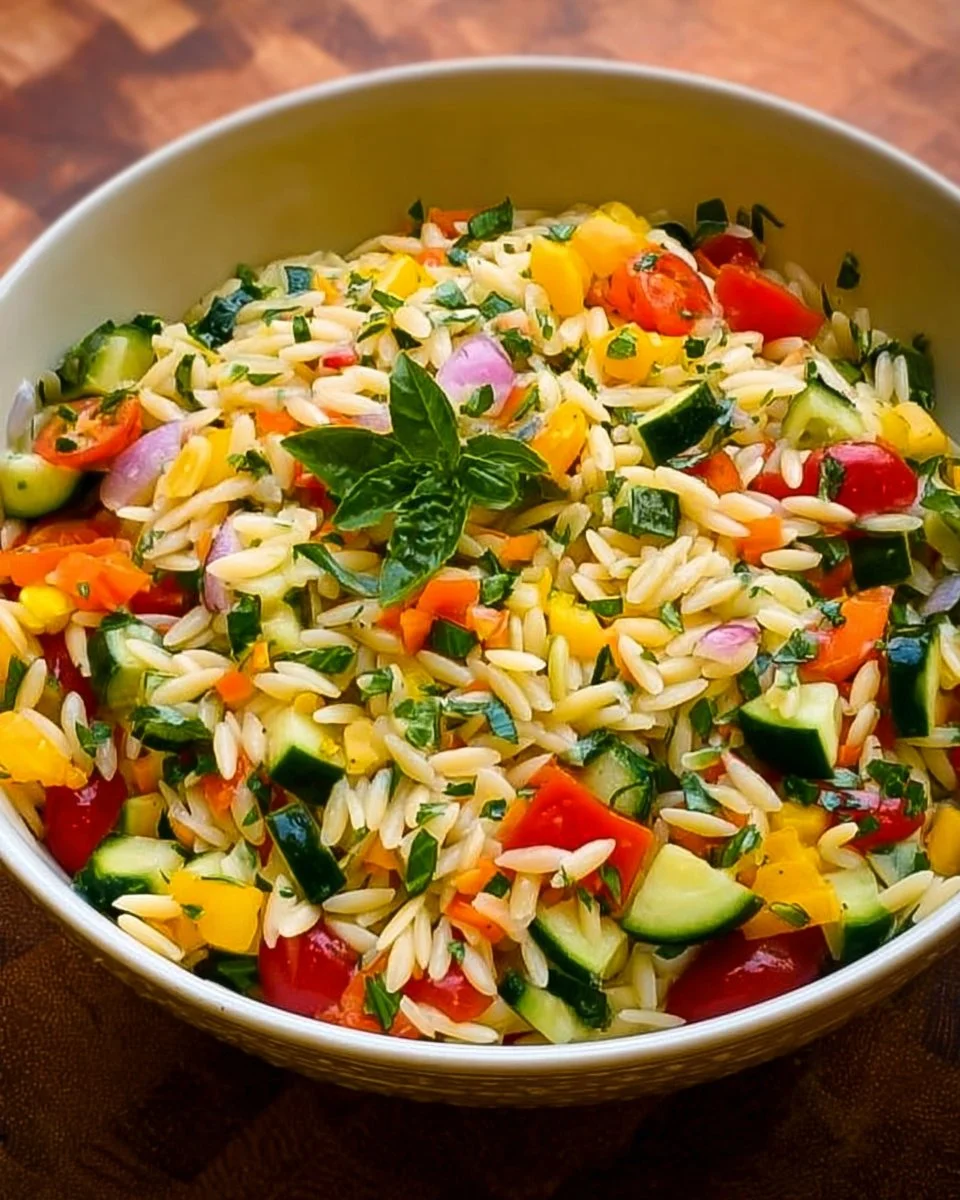 Quick Rainbow Orzo Salad