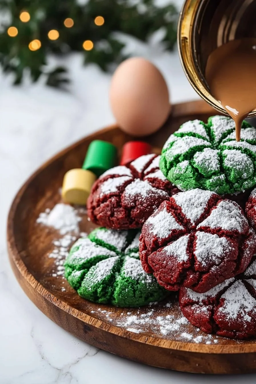 Red & Green Crinkle Cookies
