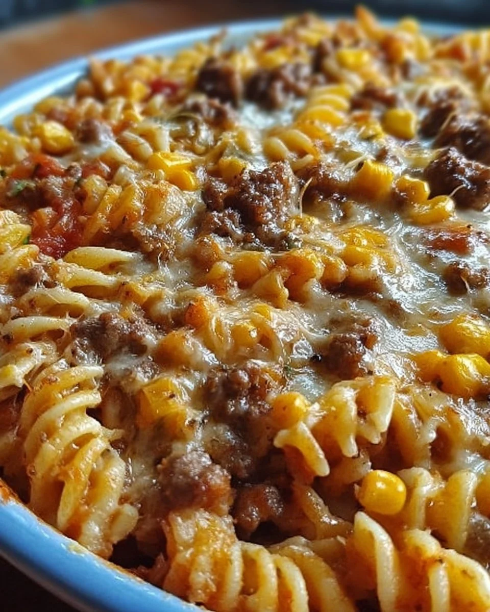 Rotini Bake with Beef and Sweet Corn