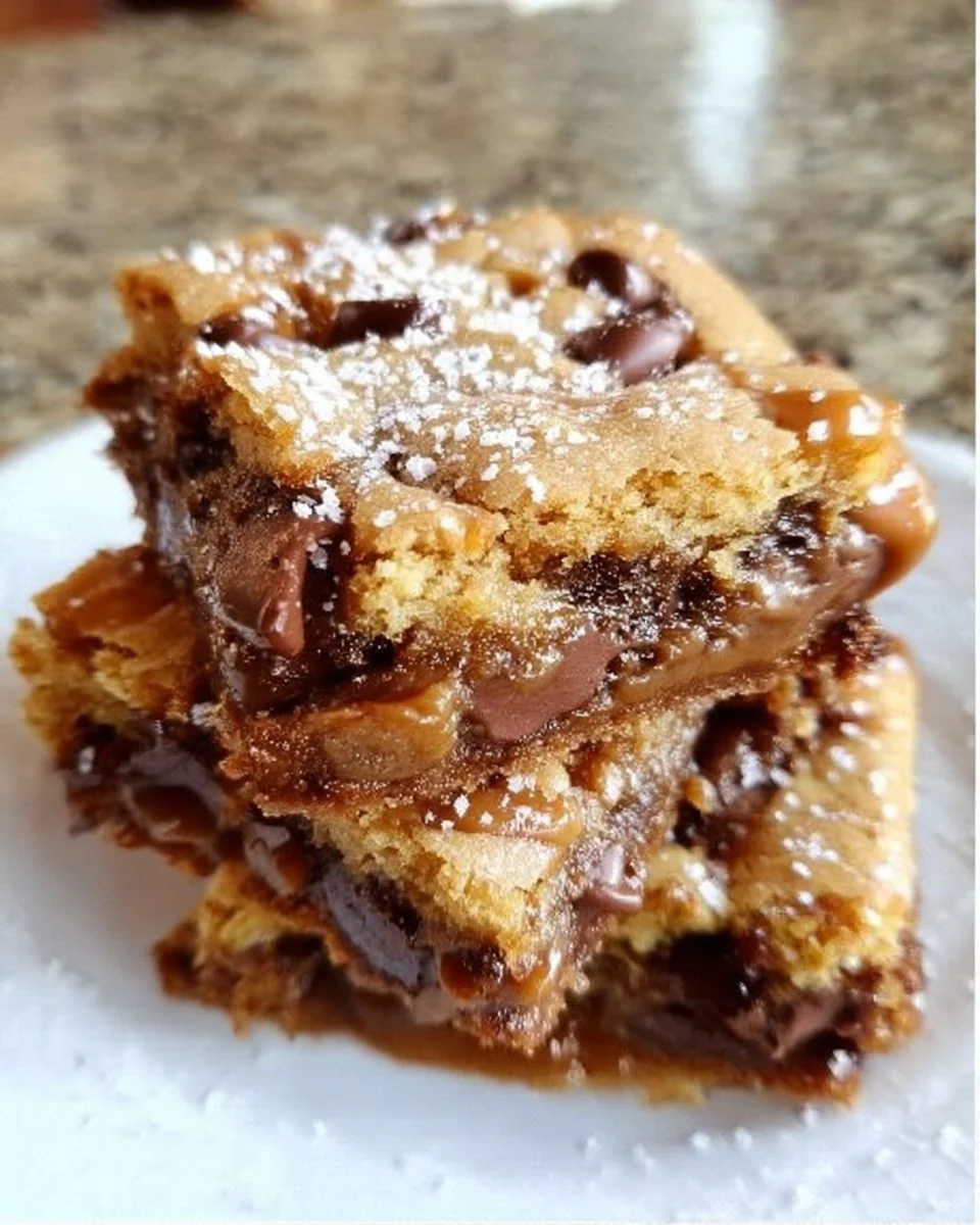 Salted Caramel Chocolate Chip Cookie Bars