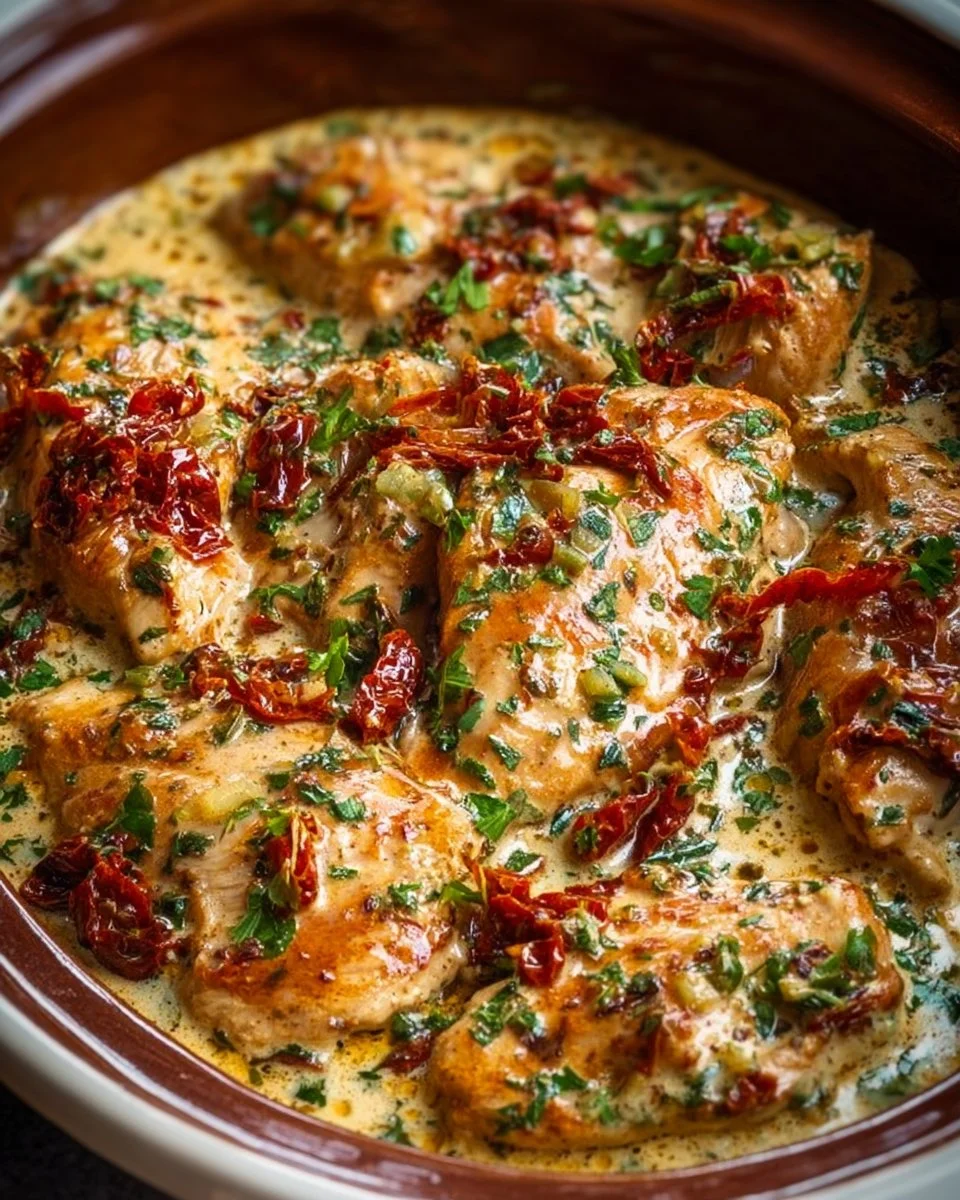 Slow Cooker Creamy Sun-Dried Tomato Chicken