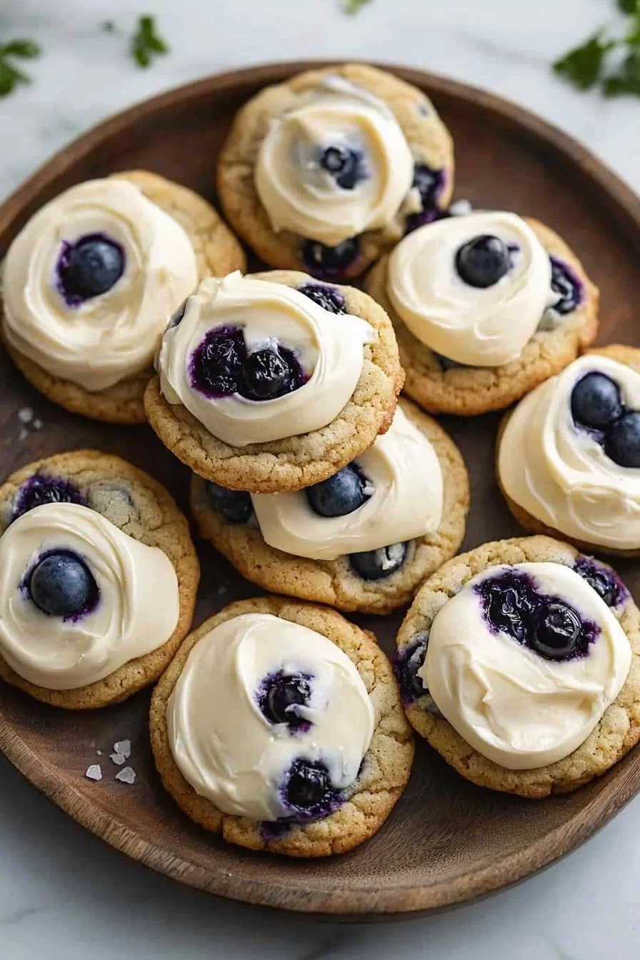 Sourdough Blueberry Cookies with Cream Cheese Frosting
