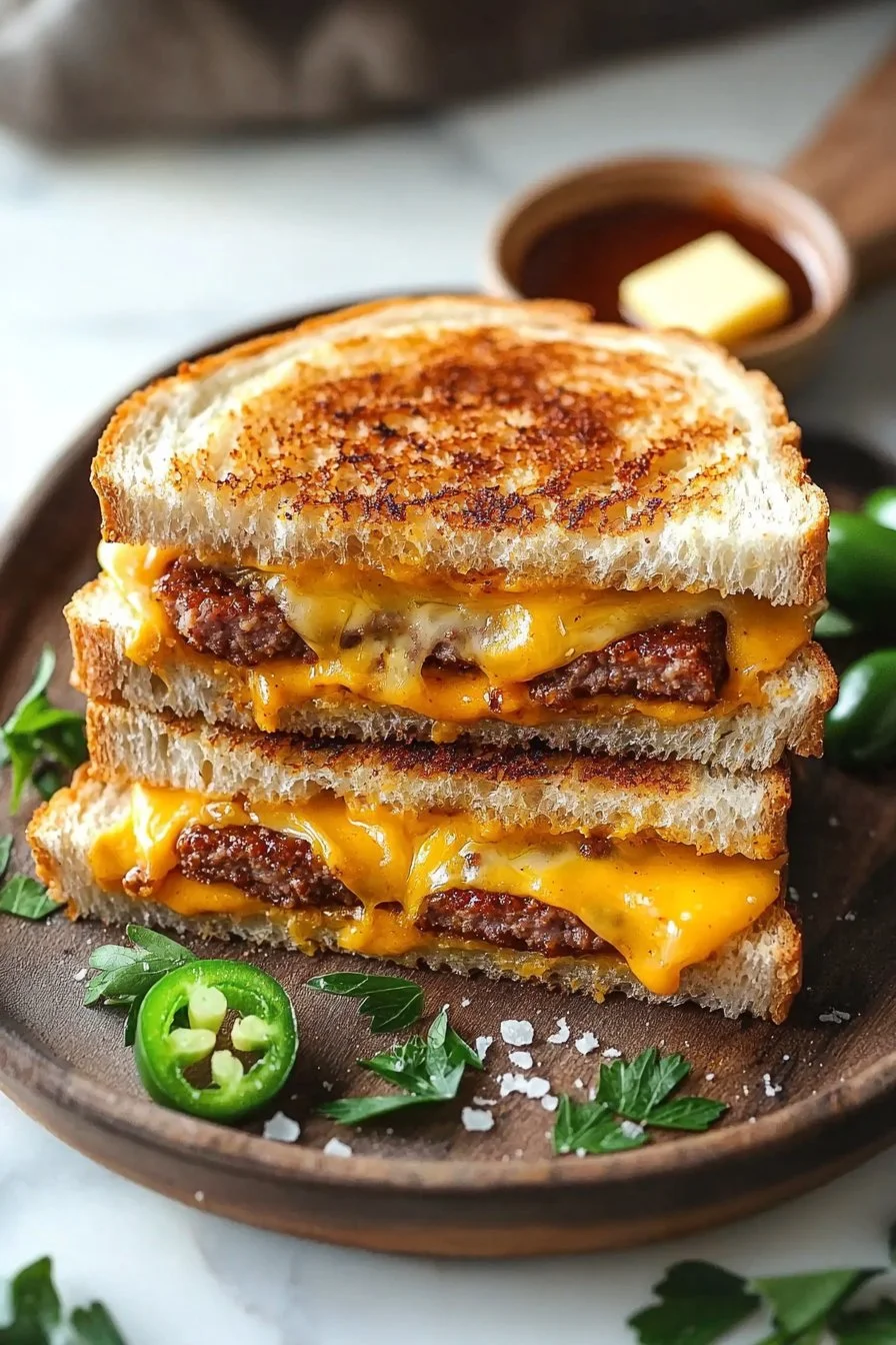 Spicy Beef Sausage Grilled Cheese Sandwich