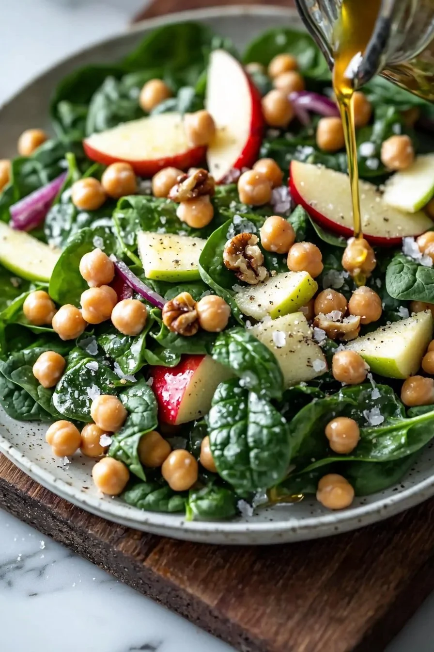 Spinach Apple Chickpea Salad