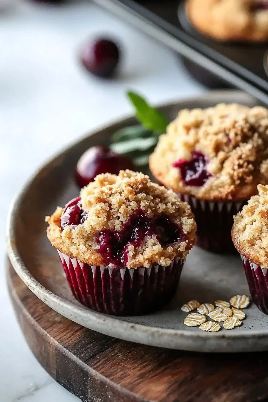 Cherry Cobbler Muffins with Streusel