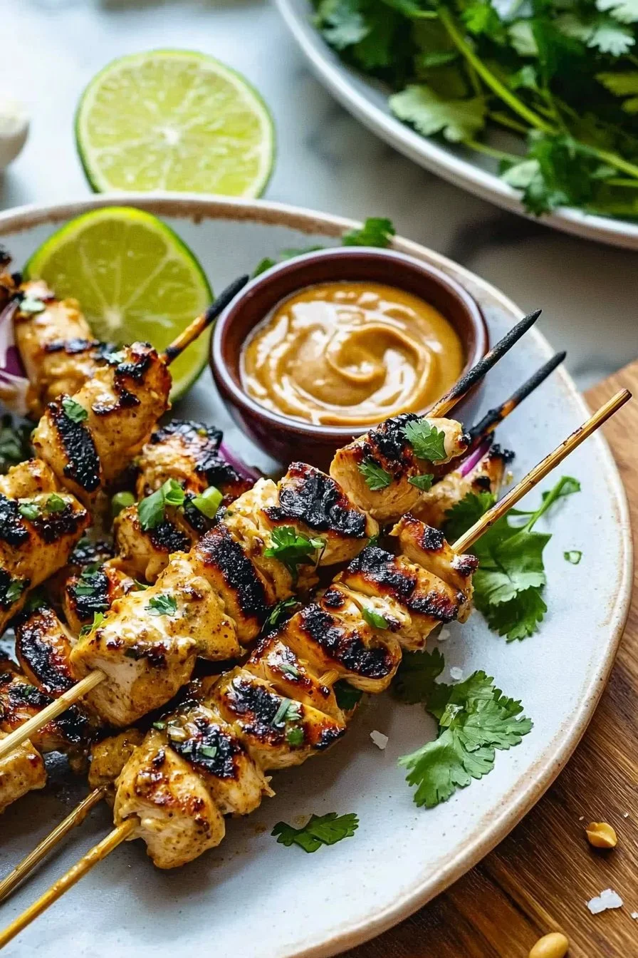 Chicken Satay with Spicy Peanut Dipping Sauce