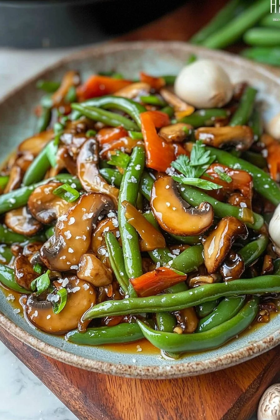 Chinese Green Bean and Mushroom Stir-Fry