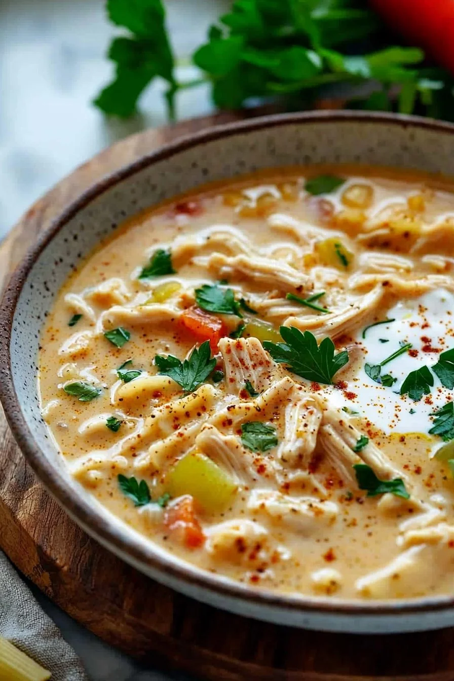 Creamy Parmesan Cajun Chicken Pasta Soup