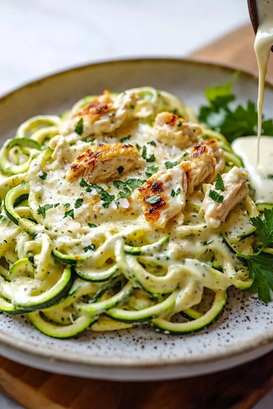 Creamy Zucchini Noodle Alfredo with Chicken