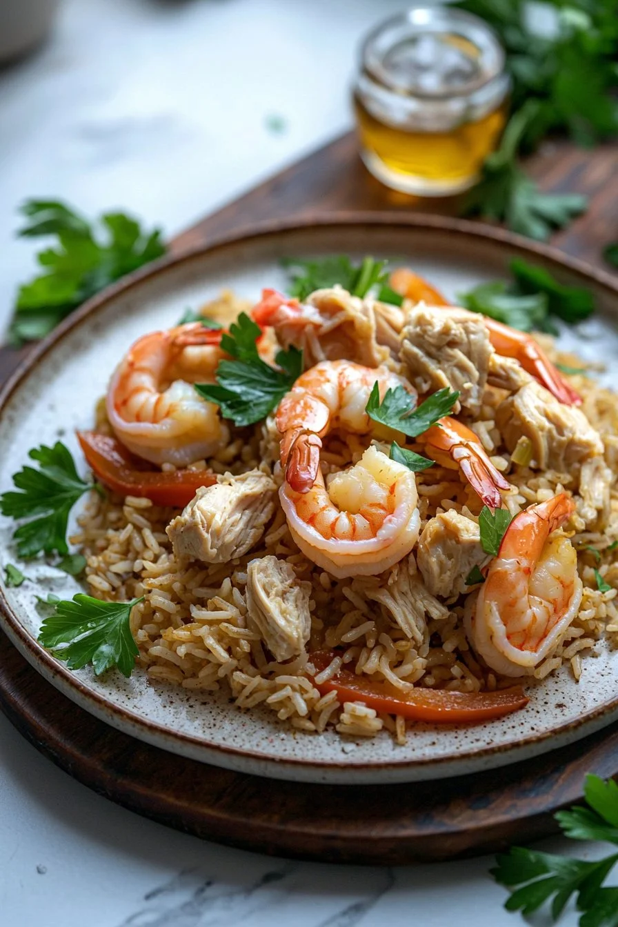 Easy One Pot Chicken and Shrimp Rice